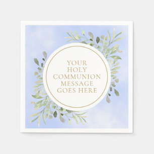 Serviette En Papier Communion Sainte Bleue Aquarelle de Verdure