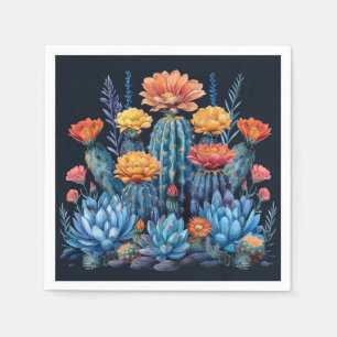 Serviette En Papier Composition des cactus à fleurs, succulents