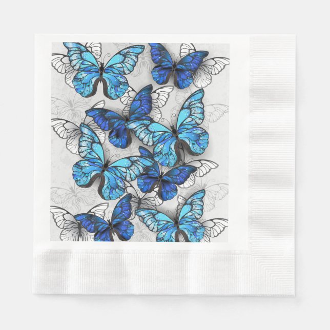 Serviette En Papier Composition des White and Blue Butterflies (Devant)