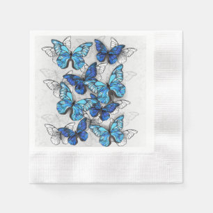 Serviette En Papier Composition des White and Blue Butterflies