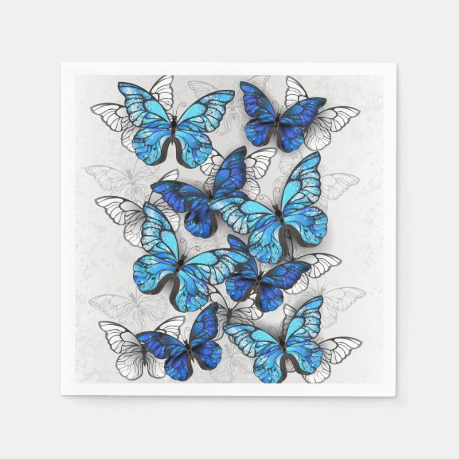 Serviette En Papier Composition des White and Blue Butterflies (Devant)