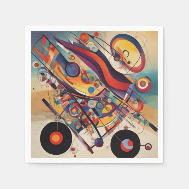 Serviette En Papier Composition moderne Oeuvre Abstraite (Devant)