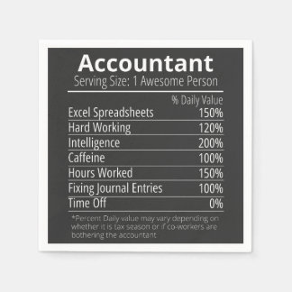 Serviette En Papier Comptable Nutrition Fact, Nutrition Fact