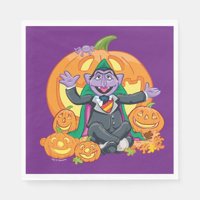 Serviette En Papier Comte von Count | Citrouilles d'Halloween (Devant)