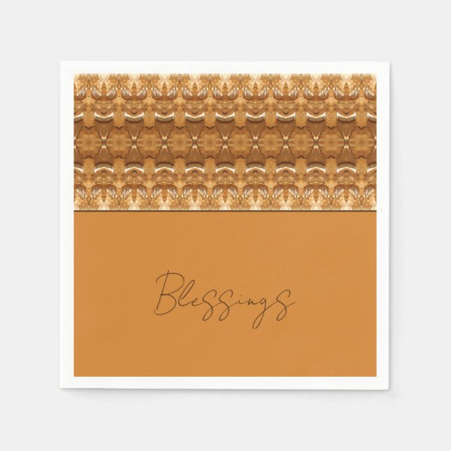 Serviette En Papier Concepteur À Motifs Brown Et Or (Devant)