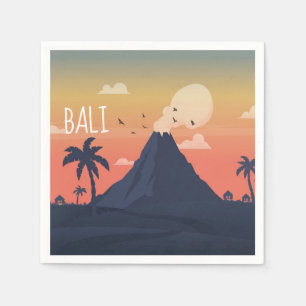 Serviette En Papier Concepteur de scènes du volcan de Bali