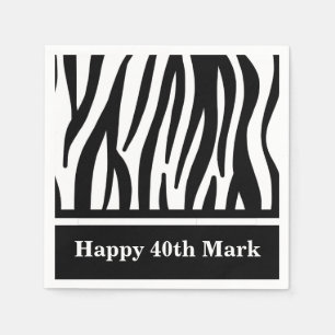 Serviette En Papier Concepteur d'impression Zebra noir et blanc