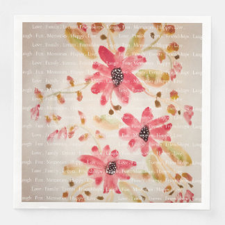 Serviette En Papier Concepteur Floral rose Artsy