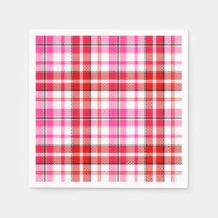 Serviette En Papier Conception à carreaux tartan blanc rouge rose