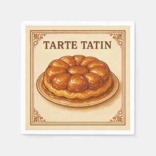 Serviette En Papier Conception Carrée (Tarte Tatin, Style Rétro)