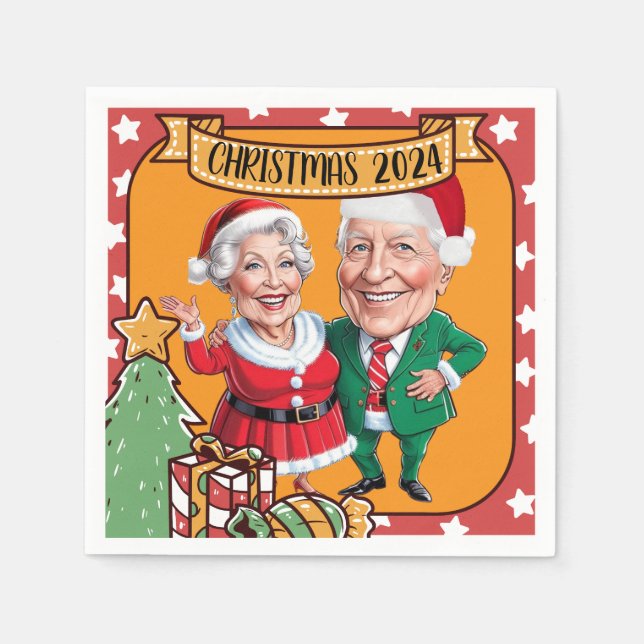 Serviette En Papier Conception de caricature personnalisée Festive ora (Devant)