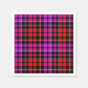 Serviette En Papier Conception de carreaux tartan noir rouge violet
