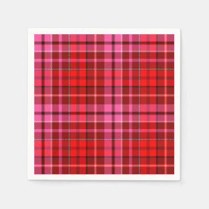 Serviette En Papier Conception de carreaux Tartan Rouge Grenat Rose