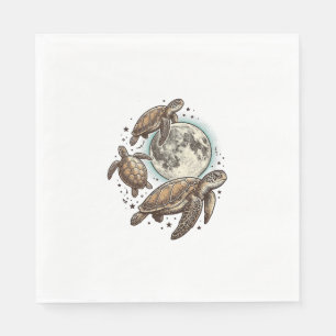 Serviette En Papier Conception de chemise de gravure de tortue de mer