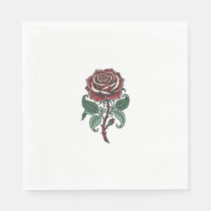 Serviette En Papier Conception de chemise florale de rose gravée vinta