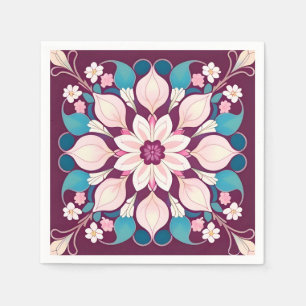 Serviette En Papier Conception de mandala floral coloré