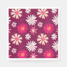 Serviette En Papier Conception de marguerite Magenta