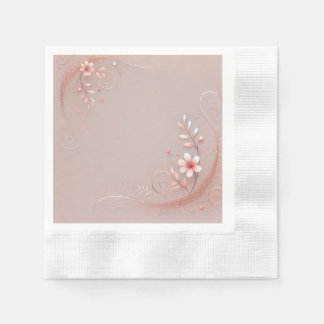 Serviette En Papier Conception de motif floral pêche pastel