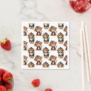 Serviette En Papier Conception de motif singe blanc 