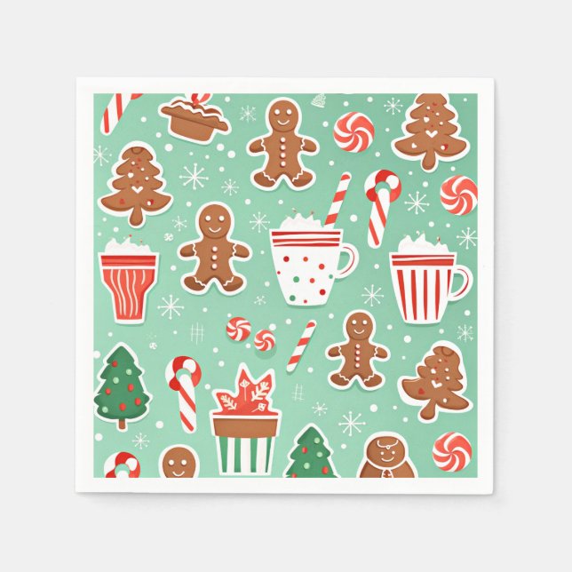 Serviette En Papier Conception de pain d'épices de Noël (Devant)