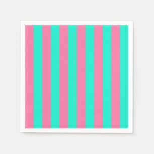 Serviette En Papier Conception de rayures vert menthe rose 
