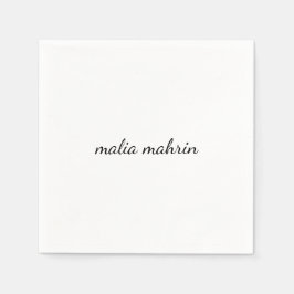 Serviette En Papier Conception de script de monogramme blanc moderne