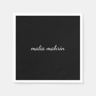 Serviette En Papier Conception de script monogramme noir moderne