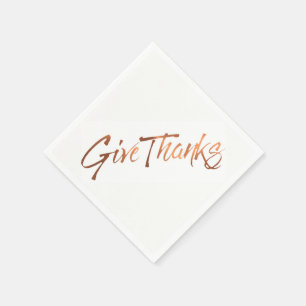 Serviette En Papier Conception de script Thanksgiving Give Thanks