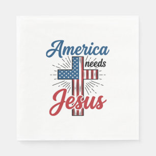 Serviette En Papier Conception de t-shirt croix patriotique L'Amérique