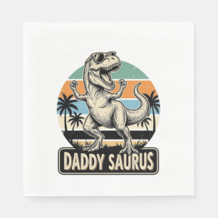 Serviette En Papier Conception de t-shirt de dinosaure rétro Papa Saur