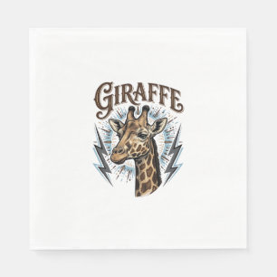 Serviette En Papier Conception de T-Shirt Foudre Girafe Gravée Vintage