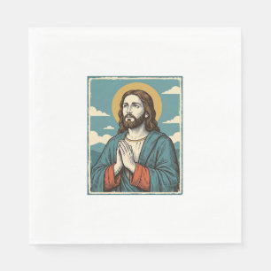 Serviette En Papier Conception de T-shirt religieux Sauveur priant vin