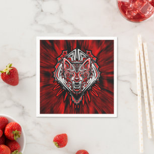 Serviette En Papier Conception de totem tribal Haida de loup