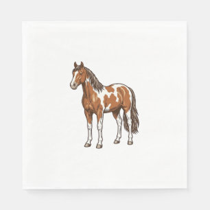 Serviette En Papier Conception de vecteur de cheval Pinto gravé antiqu