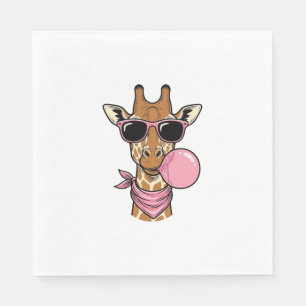 Serviette En Papier Conception de vecteur de chewing-gum girafe gravur