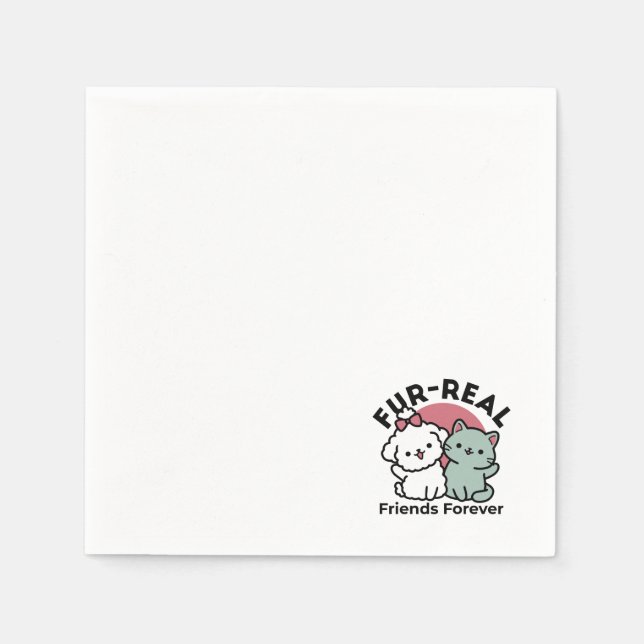 Serviette En Papier Conception "Fur-Real Friends Forever" (Devant)
