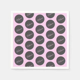 Serviette En Papier Conception moderne à points Polka rose et gris