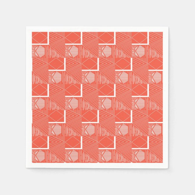 Serviette En Papier Conception moderne de corail chic (Devant)