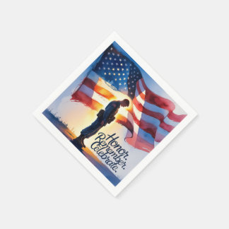 Serviette En Papier Conception patriotique Memorial Day Party Papier