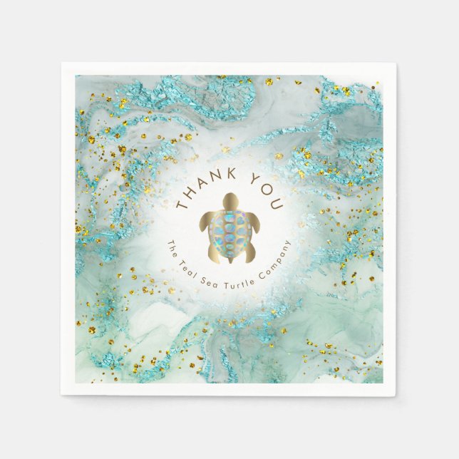 Serviette En Papier Conception turquoise des tortues de mer (Devant)