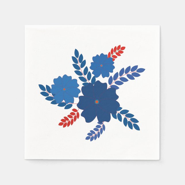 Serviette En Papier Conception vectorielle de fleurs bleues simples (Devant)