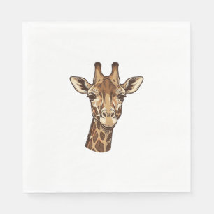 Serviette En Papier Conception vectorielle de tête de girafe gravée vi
