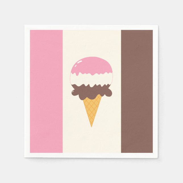 Serviette En Papier Cône de crème glacée napolitaine (Devant)