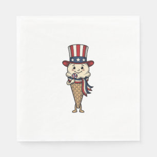 Serviette En Papier Cône de glace patriotique Dessin de gravure vintag