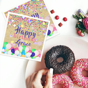 Serviette En Papier Confetti Coloré Et Ballons Joyeux Anniversaire