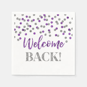 Serviette En Papier Confetti d'argent violet Bienvenue de retour Naple