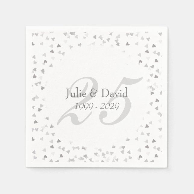 Serviette En Papier Confetti du 25e anniversaire du Mariage (Devant)