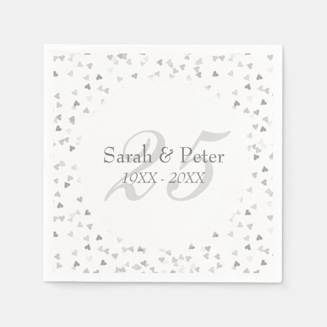 Serviette En Papier Confetti du 25e anniversaire du Mariage (Devant)