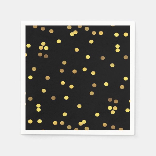 Serviette En Papier Confetti Noir à huile d'or classique (Devant)