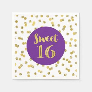Serviette En Papier Confetti sucré mauve 16 Anniversaire